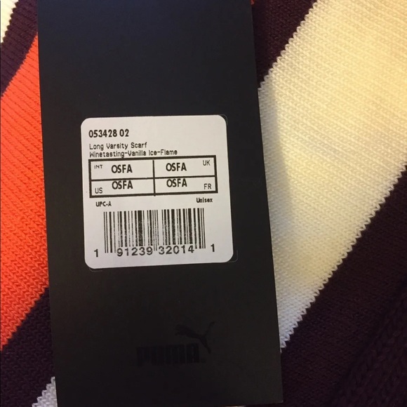 New Fenty Puma By Rihanna Long Varsity Scarf Winetasting Vanilla Ice Flame - Picture 4 of 7